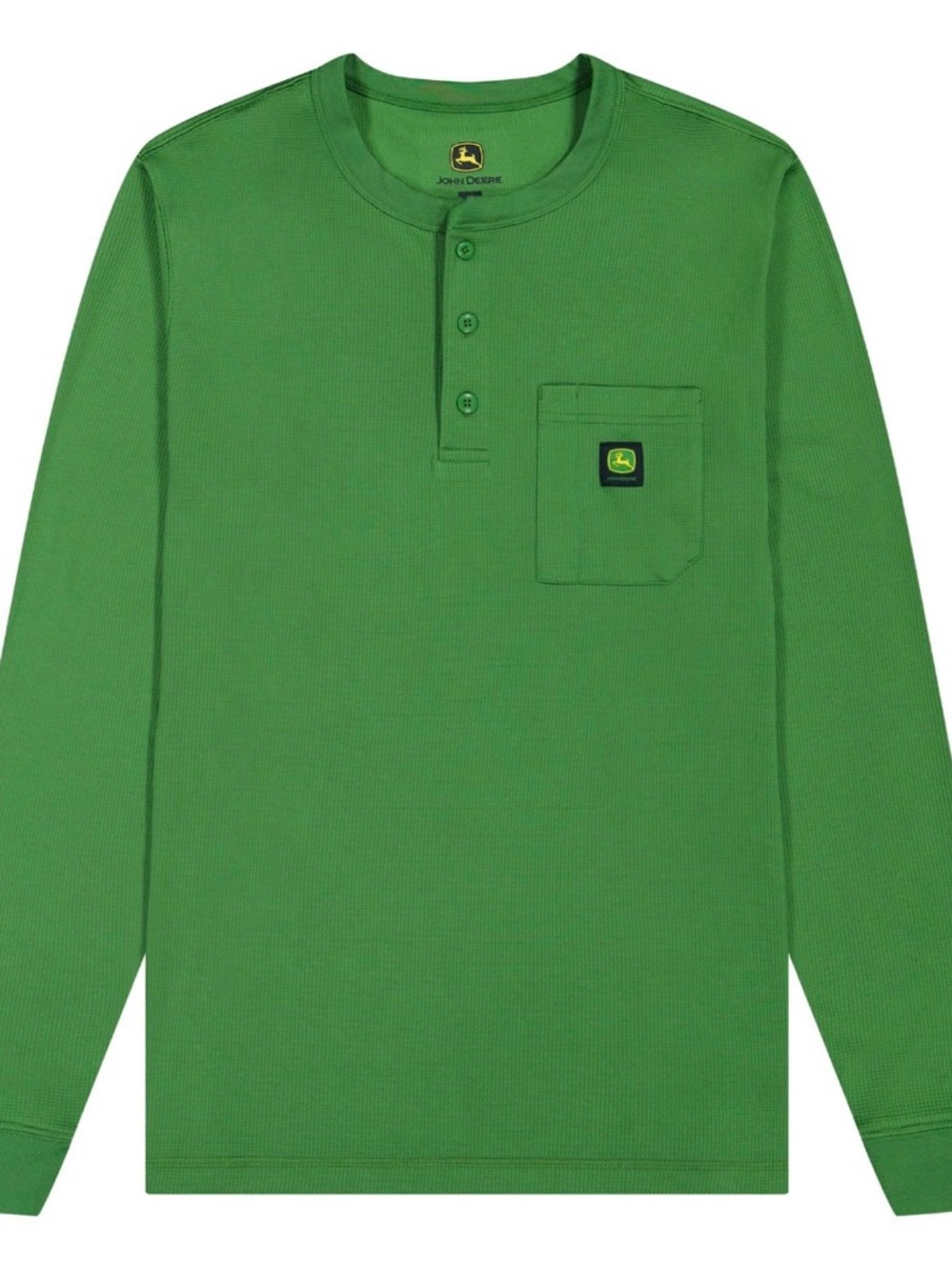 John Deere Green Long-Sleeve Henley Pocket Tee for Kids